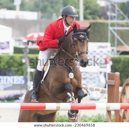 BARCELONA - OCTOBER 10: Yann Candele rider in action during the CSIO El Periodico Trophy in Real Club Polo Barcelona, on October 10, 2014, Barcelona, Spain.