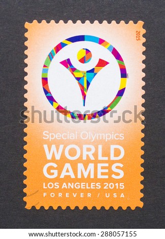 UNITED STATES - CIRCA 2015: a postage stamp printed in USA to commemorate Los Angeles Special Olympics World Games, circa 2015.