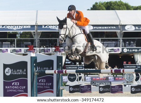 BARCELONA - SEPTEMBER 24: Jur Vrieling rider in action during the Furusiyya Nations Final Cup in Real Club Polo Barcelona, own September 24, 2015, Barcelona, Spain.