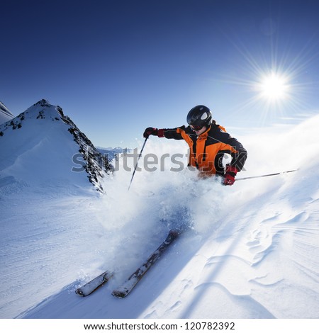 Skier In High Mountains
