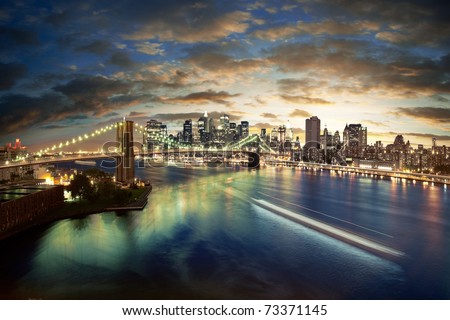 Amazing New York cityscape - taken after sunset