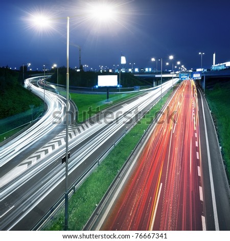 Highway in city at night
