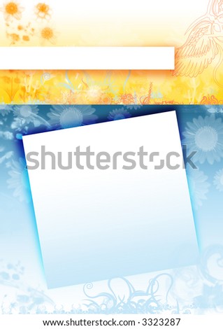 Blue and yellow grunge floral letter background