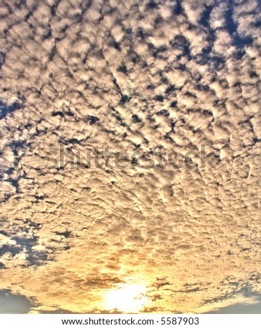 HDR. tranquil evening cloudscape (no dust on the lens - midges in air)