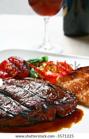 grilled steak and red wine
