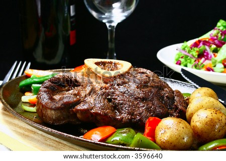 delicious beef shank served on a sizzling iron plate