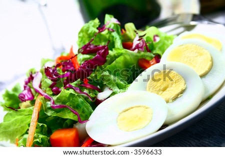 fresh garden salad with eggs