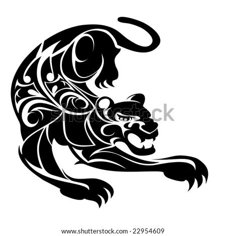 tribal panther tattoo. of a tribal design panther