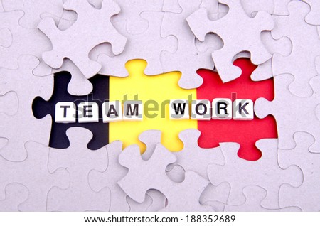 Team work concept with puzzle as a template