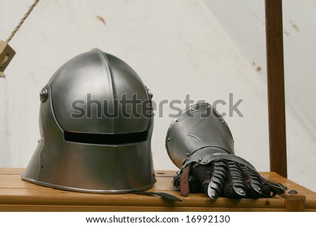Helmet and glove of a knight