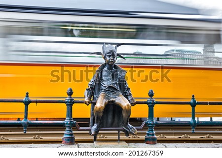BUDAPEST May 5, 2014: The statue of Little Princess at Budapest is one of many attraction for the new tourist season. Budapest Hungary 2014