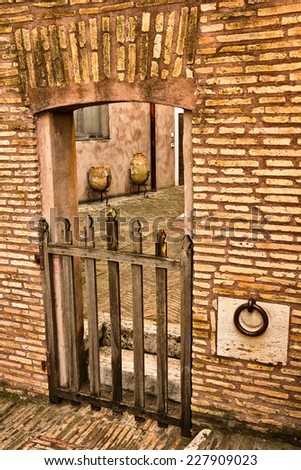 Old roman home entrance in Rome Italy
