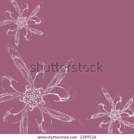 computer backgrounds flowers. stock photo : Computer generated illustration of white flowers on lilac ackground
