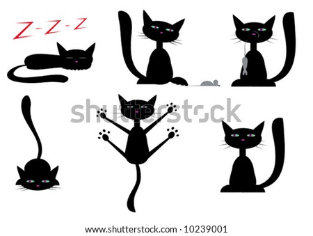 stock vector : vector set of pictures with black cats