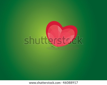 wallpaper heart shape. stock photo : Valentine wallpaper with heart-shaped butterfly on green background. Rasterized vector