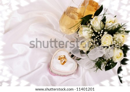 stock photo wedding bouquet and champagne