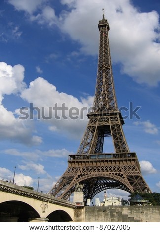 Eiffel Tower Picture Display on Tower With Cloudy Blue Eiffel Tower Paris Find Similar Images