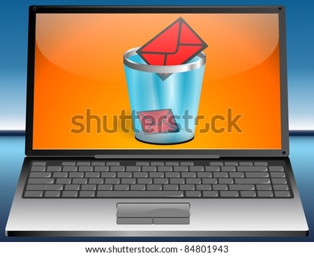Laptop with rubbish bin