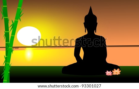Buddha silhouette at sunset