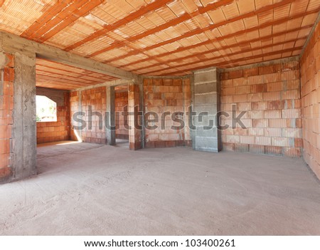 New brick construction interior - wide angle shot