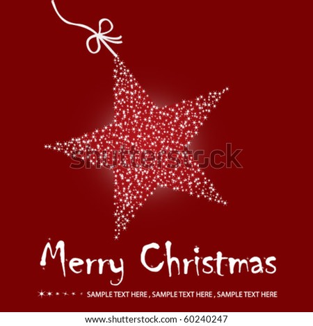 Christmas star illustration postcard with a twinkling red star Christmas star illustration postcard with a twinkling red star