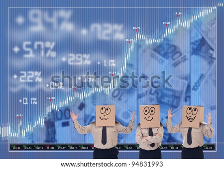 Stock market traders blinded by boxes cheering about their results
