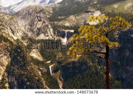 Nevada fall and Vernal Fall from Glacier Point,Yosemite