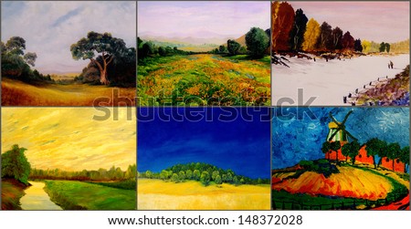 Beautiful Image of Six original landscape paintings
