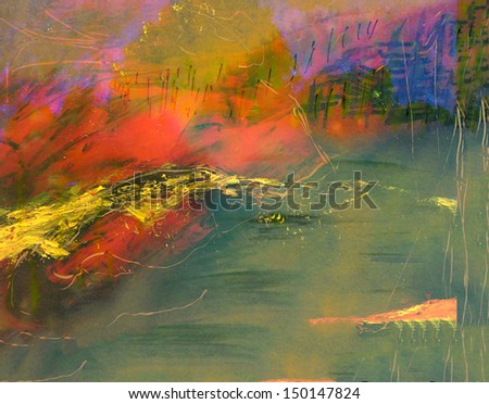 Very Interesting Abstract image On Glass in verso