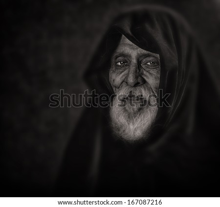 Very Nice monochrome Image of a Afghan Spiritual leader