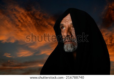 very Nice portrait of a afghan man in Black Cape