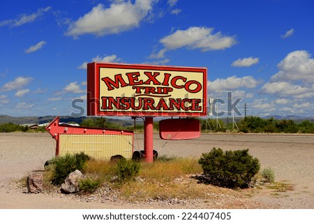 Image of a sign In New Mexico selling Insurance for travel to Mexico (photo illustration)