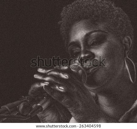 Jazz Singer On Black, Grain added for texture