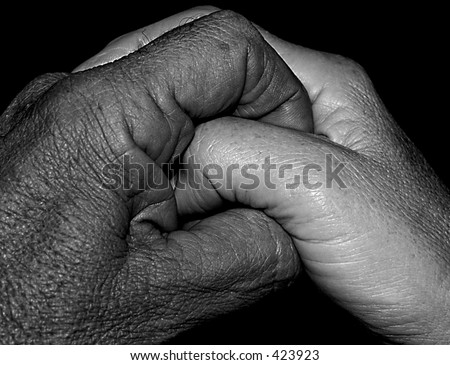 Outline of a woman and a man in a  a hat, holding hands. Stock Photo