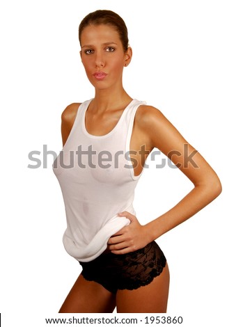 stock photo Woman in Wet T Shirt