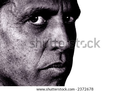 Closeup Face Of a Working Man In Black and White [hyperfocus]