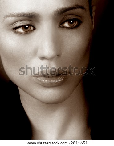 Beautiful Sepia Portrait of High Fashion Model