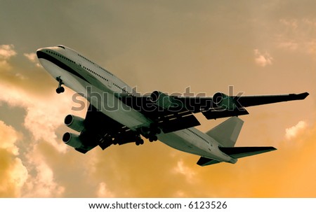 Image Of Modern jet Liner Departing Los Angeles