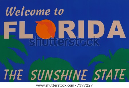 Welcome sign entering the state of florida