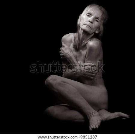 stock photo Beautiful Classic Portrait of a nude 85 year old woman