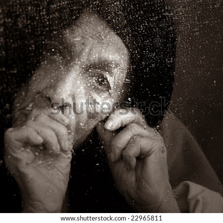 Beautiful emotional Image of an alone Elderly woman