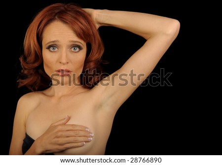 stock photo Nice Image Of a Young woman Doing a self Breast Exam