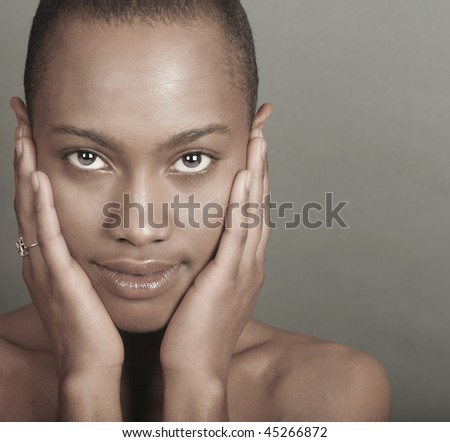Beautiful Image of a Afro American Woman On Grey