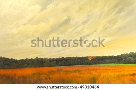 Beautiful Image Of a landscape Painting On Canvas
