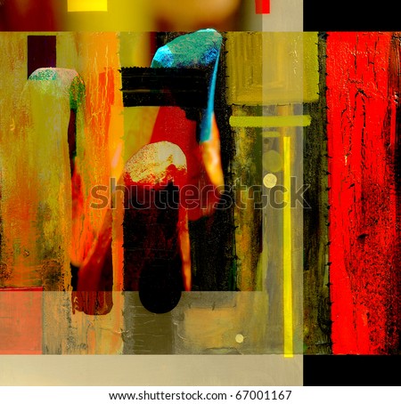 Very interesting abstract painting On Glass in verso