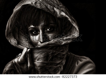 Beautiful Black and white Image of a peasant Woman