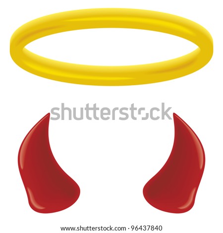 An Angel S Halo And Devil S Horns Isolated On White Stock Vector