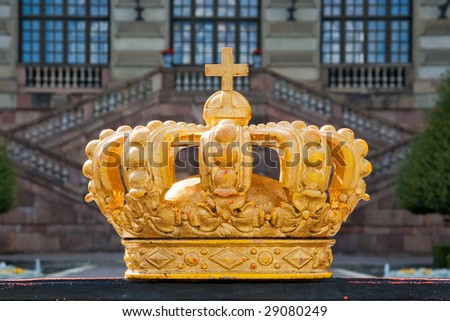 The golden crown near the Royal Palace in Stockholm