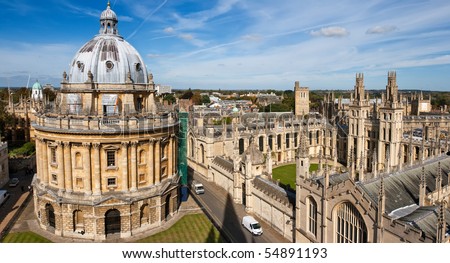 Radcliffe Camera and All Souls College, Oxford University. Oxford, UK. Scaffolding visible.