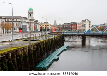 View of Cork. City Hall and River Lee. Republic of Ireland